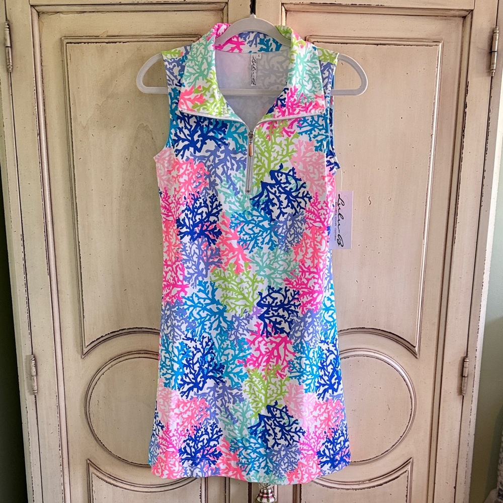 Lulu-B Vibrant Coral Reef Sleeveless Dress
